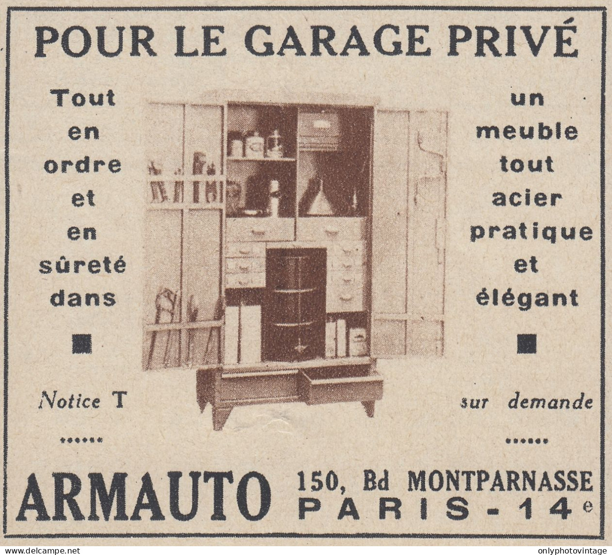 ARMAUTO Pour Le Garage Priv� - 1938 Vintage Advertising - Pubblicit� Epoca - Publicidad