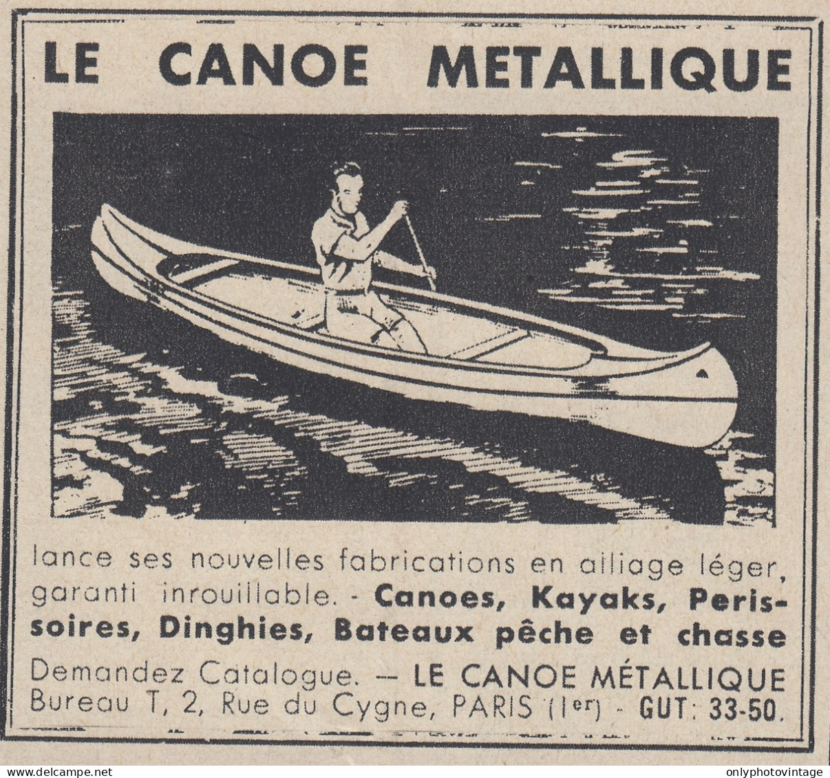 Le Canoe Metallique - 1938 Vintage Advertising - Pubblicit� Epoca - Publicidad