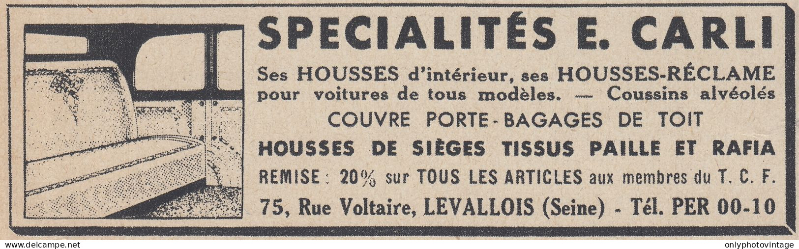 Sp�cialistes E. Carli - Levallois - 1938 Vintage Advertising - Pubblicit� - Publicidad