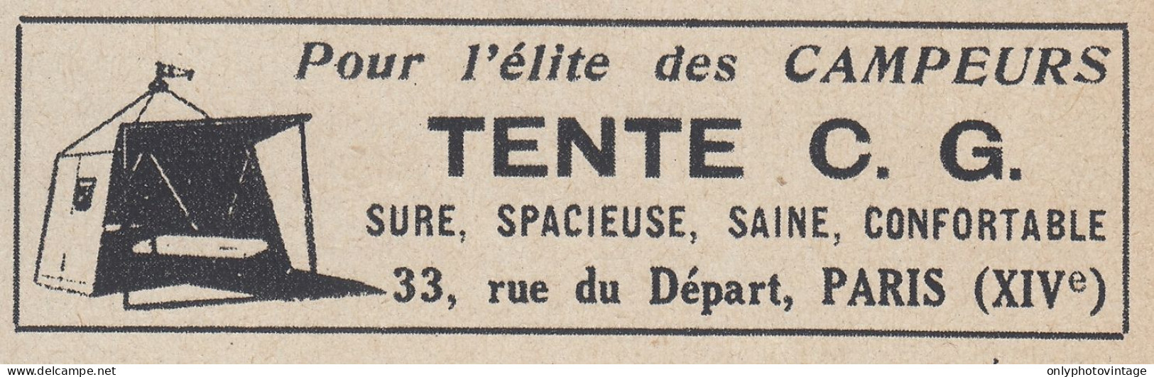 Pour L'�lite Des Campeurs TENTE C. G. - 1938 Vintage Advertising  - Werbung