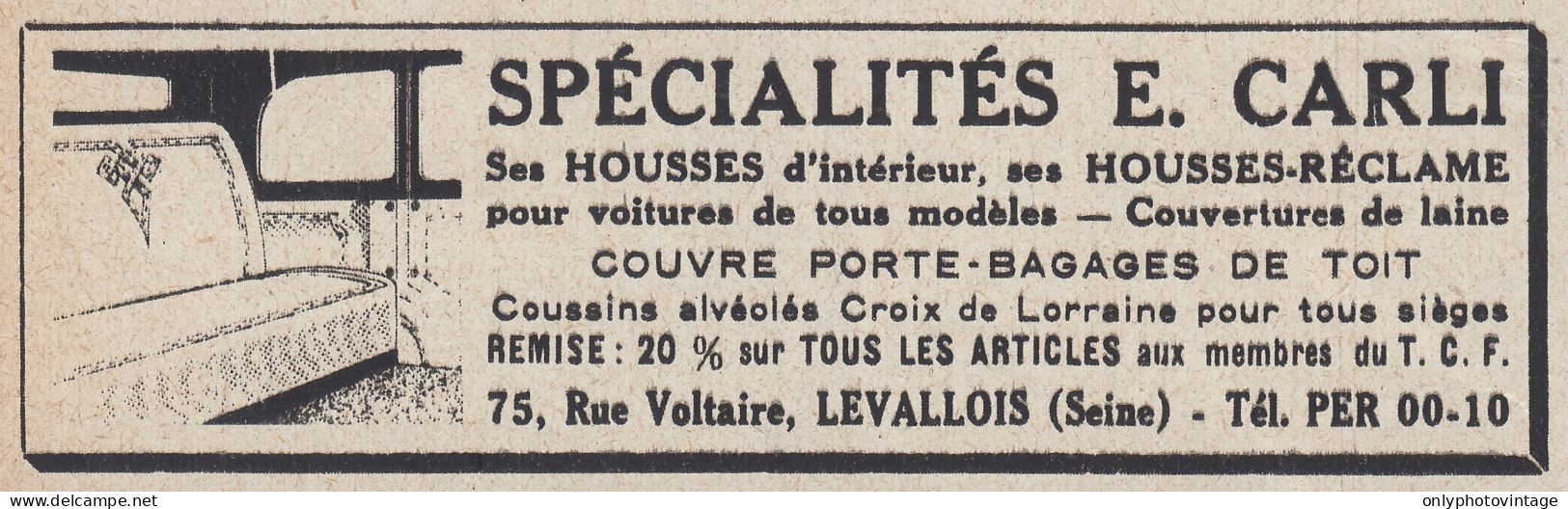 Sp�cialistes E. Carli - Levallois - 1938 Vintage Advertising - Pubblicit� - Werbung