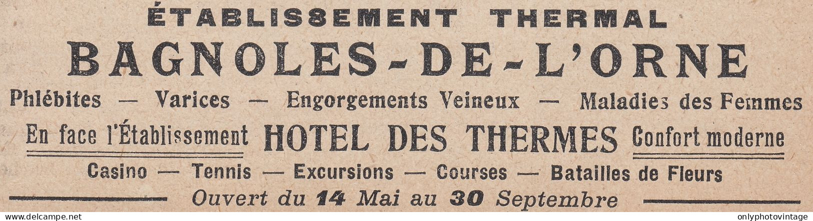 Etablissement Thermal BAGNOLES De L'ORNE - 1924 Vintage Advertising - Werbung