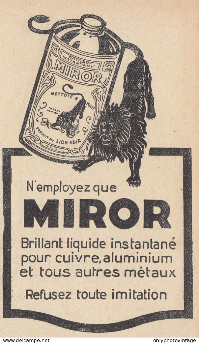 MIROR Brillant Liquide Instantan� - 1924 Vintage Advertising - Pubblicit� - Werbung