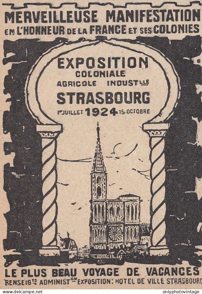 Exposition Coloniale Agricole STRASBOURG - 1924 Vintage Advertising - Advertising