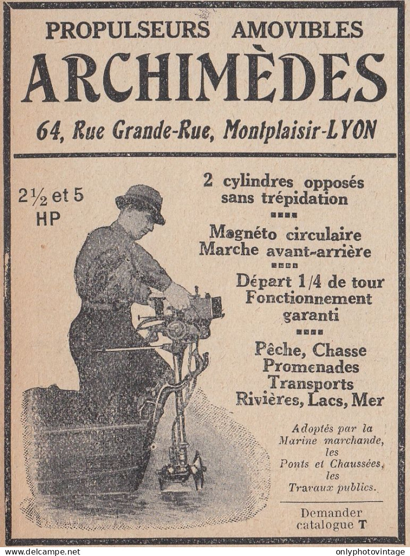 Propulseurs Amovibles ARCHIMEDES - 1924 Vintage Advertising - Pubblicit�  - Publicités