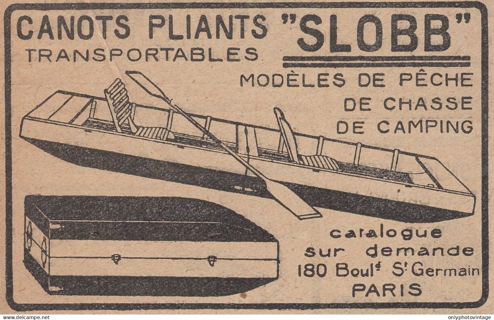 Canots Pliants SLOBB - 1920 Vintage Advertising - Pubblicit� Epoca - Advertising