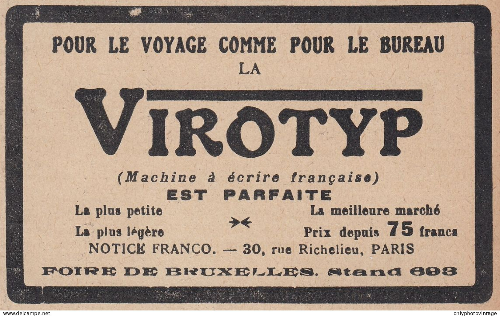 Machine � �crire Fran�aise VIROTYP - 1920 Vintage Advertising - Pubblicit� - Publicités