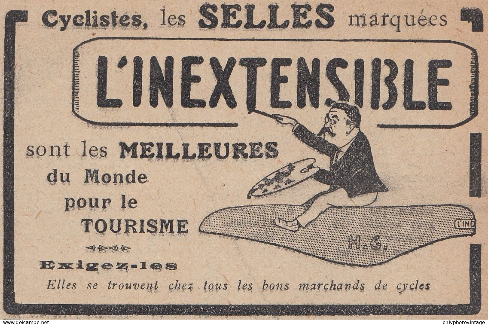 Selles Pour Cyclistes INEXTENSIBLE - 1920 Vintage Advertising - Pubblicit� - Publicités