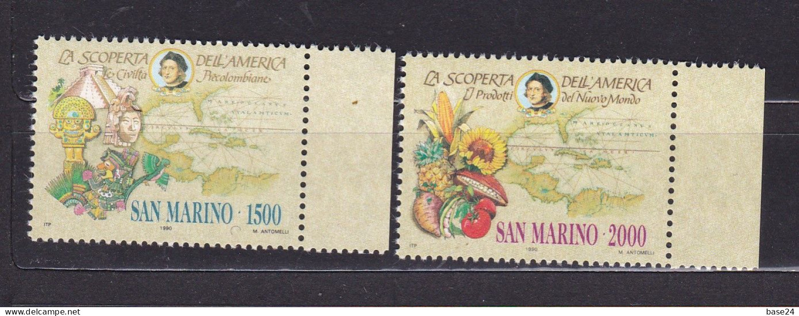 1990 San Marino Saint Marin SCOPERTA DELL'AMERICA, COLOMBO, DISCOVERY OF AMERICA Serie Di 2 Valori MNH** - Christopher Columbus