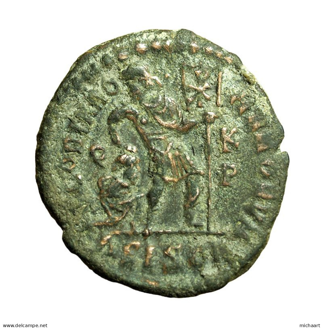 Roman Coin Gratian AE3 Siscia Nummus Gloria Romanorum Emperor Captive 04248 - La Fin De L'Empire (363-476)