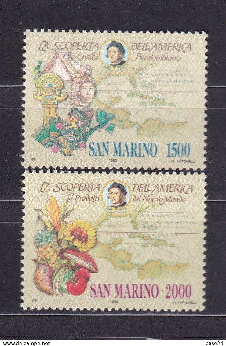 1990 San Marino Saint Marin SCOPERTA DELL'AMERICA, COLOMBO, DISCOVERY OF AMERICA Serie Di 2 Valori MNH** - Christoffel Columbus