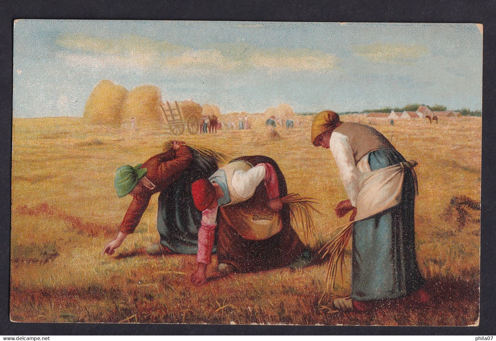 Women Working In A Field / Long Line Postcard Not Circulated, 2 Scans - Peintures & Tableaux