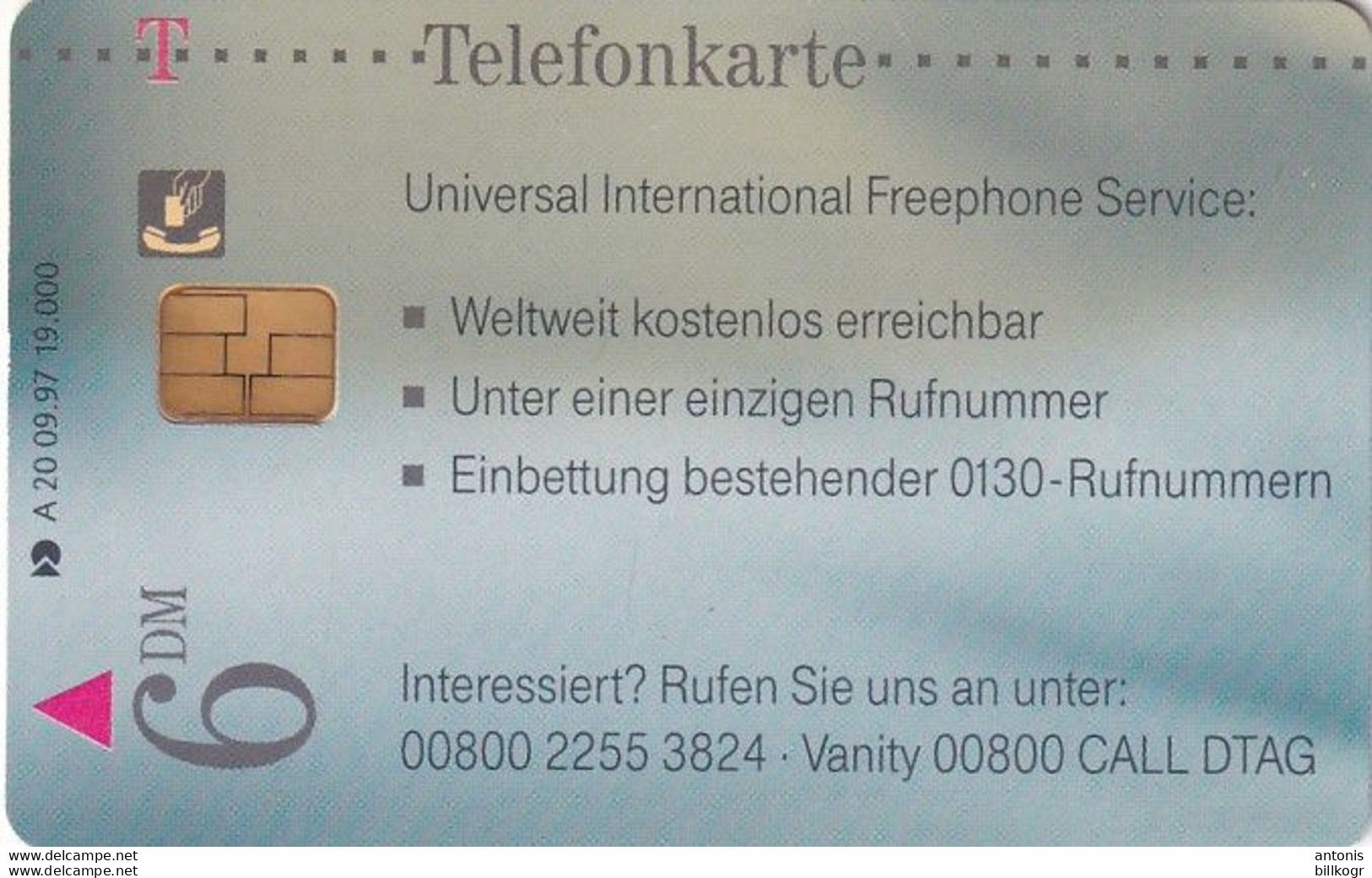 GERMANY - Universal International Freephone Service(A 20), Tirage 19000, 09/97, Mint - A + AD-Series : D. Telekom AG Advertisement