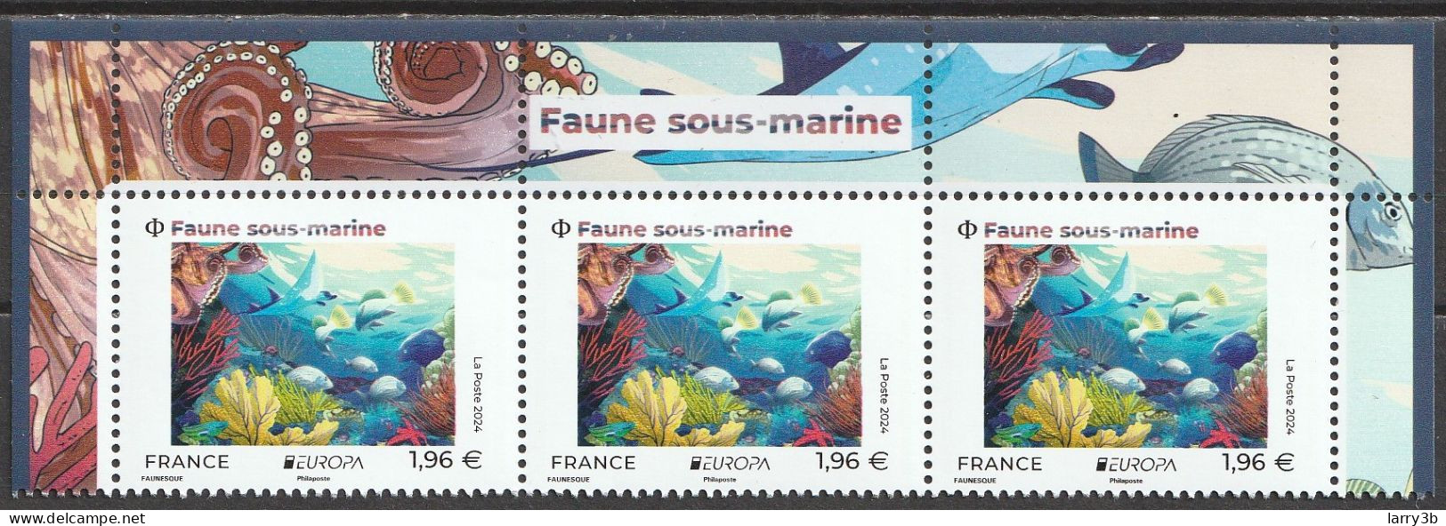 2024 - EUROPA - CEPT FRANCE - "FAUNE SOUS-MARINE" - BLOC 3 ISSU HAUT FEUILLET 1,96 € - NEUF ** - MNH - 2024