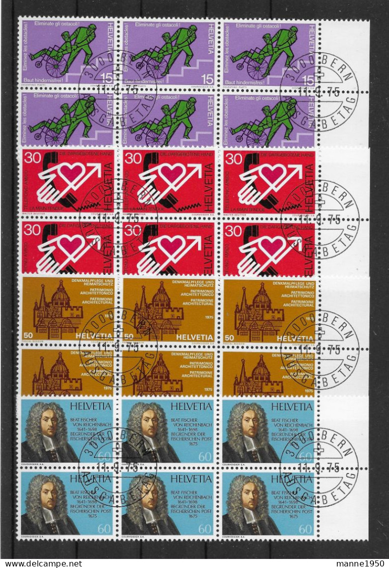 Schweiz 1975 Jahresereignisse Mi.Nr. 1058/61 Kpl. 6er Blocksatz Gestempelt - Oblitérés