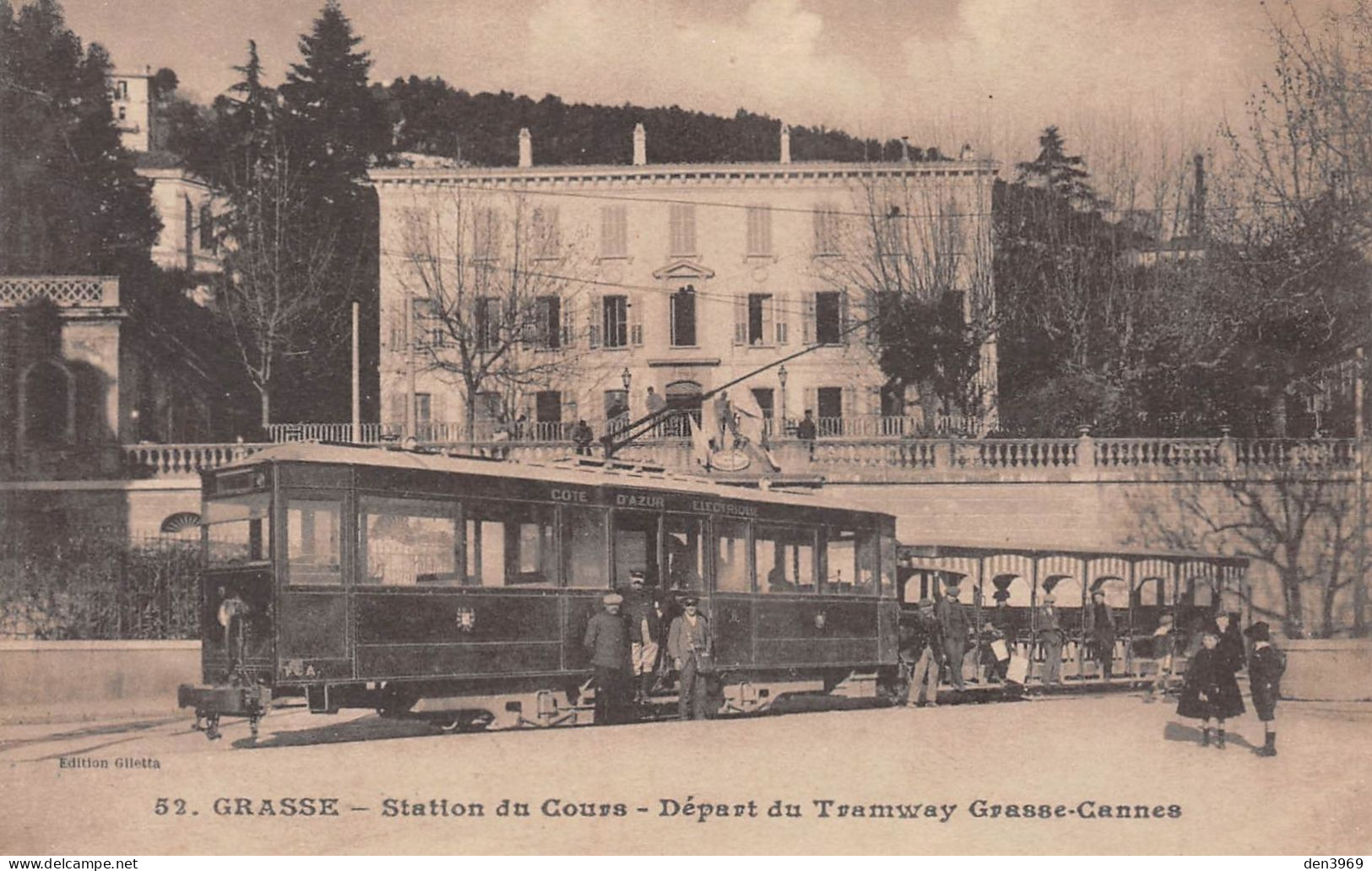 GRASSE (Alpes-Maritimes) - Station Du Cours - Départ Du Tramway Grasse-Cannes - Ecrit 1916 (2 Scans) - Grasse