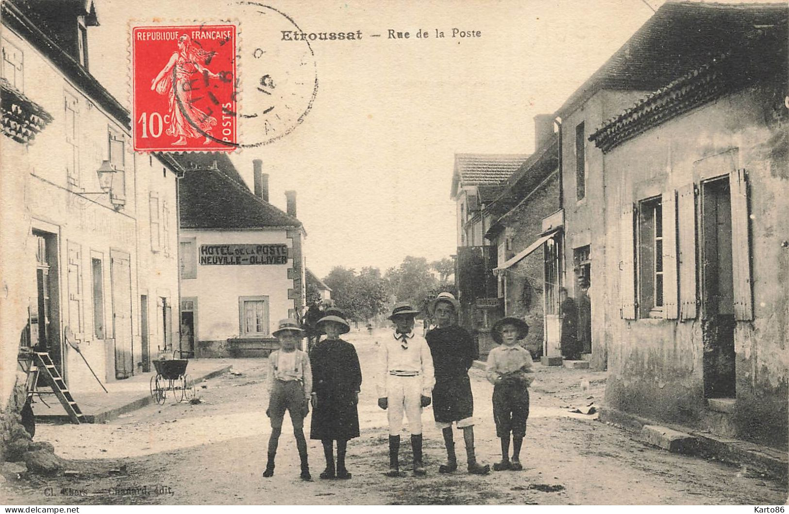 Etroussat * Rue De La Poste * Hôtel De La Poste NEUVILLE OLLIVIER * Villageois Enfants * étroussat - Sonstige & Ohne Zuordnung