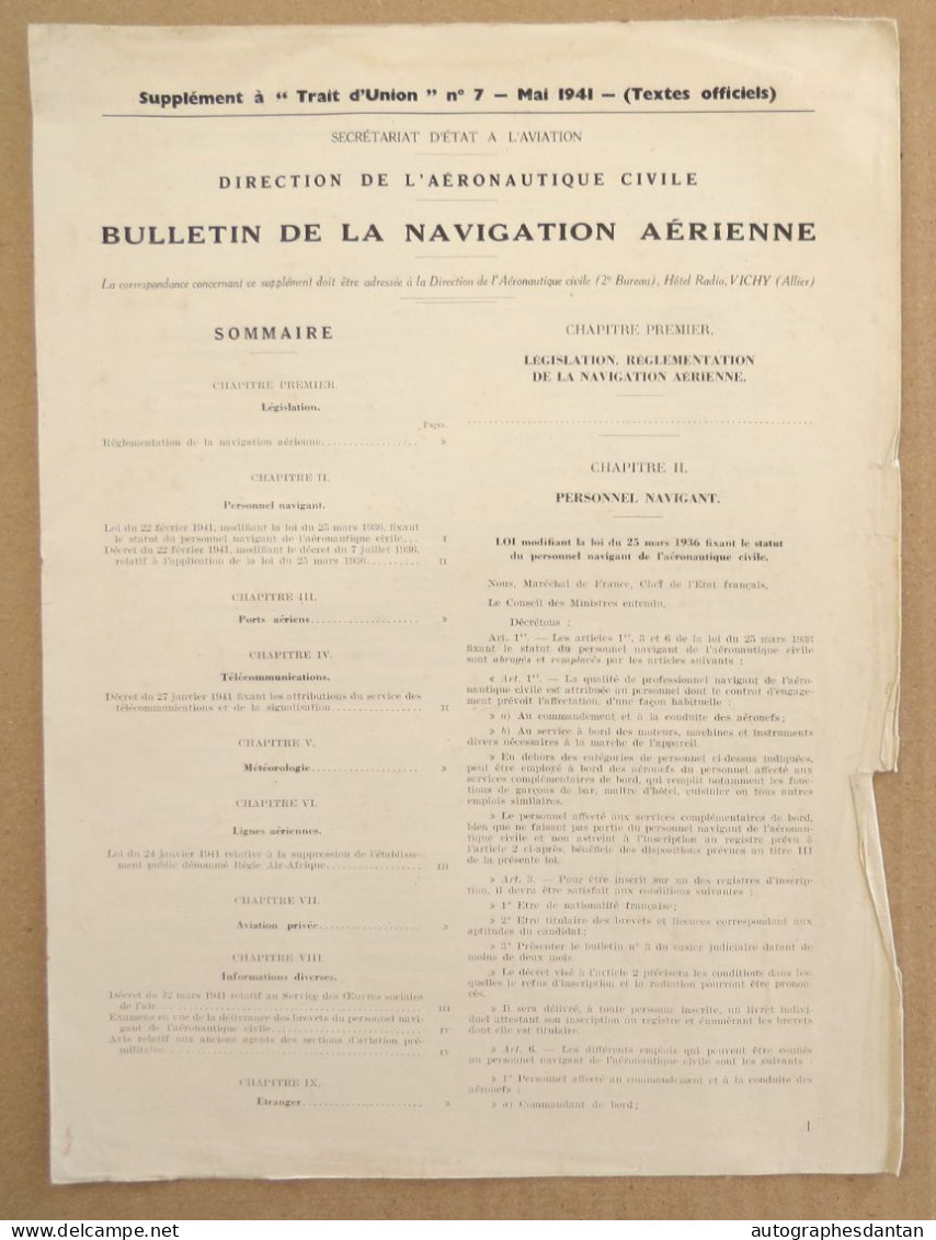 ● TRAIT d'UNION Mai 1941 organe mensuel du secrétariat d'Etat à l'Aviation - Hotel Radio Vichy - ww2 - cf 9 photos