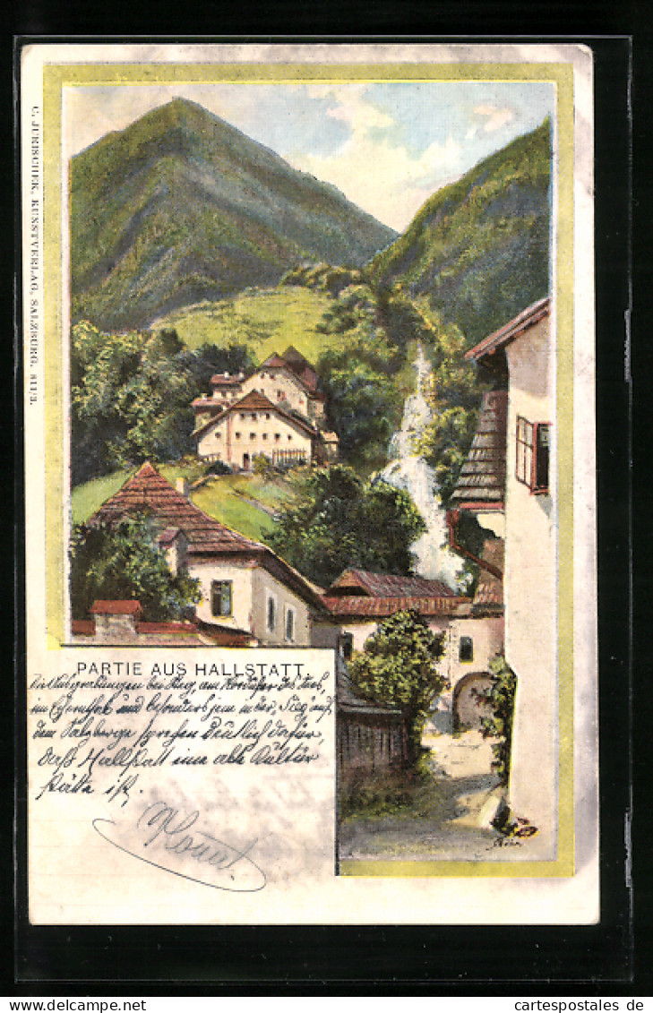 Künstler-AK Hallstatt, Ortspartie  - Other & Unclassified