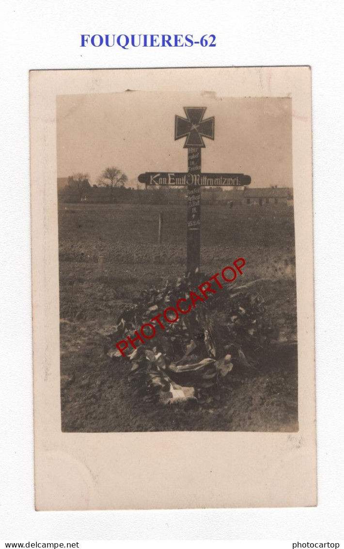 FOUQUIERES-62-Tombe MITTENENTZWEI-Cimetiere-CARTE PHOTO Allemande-GUERRE 14-18-1 WK-MILITARIA- - Cimetières Militaires