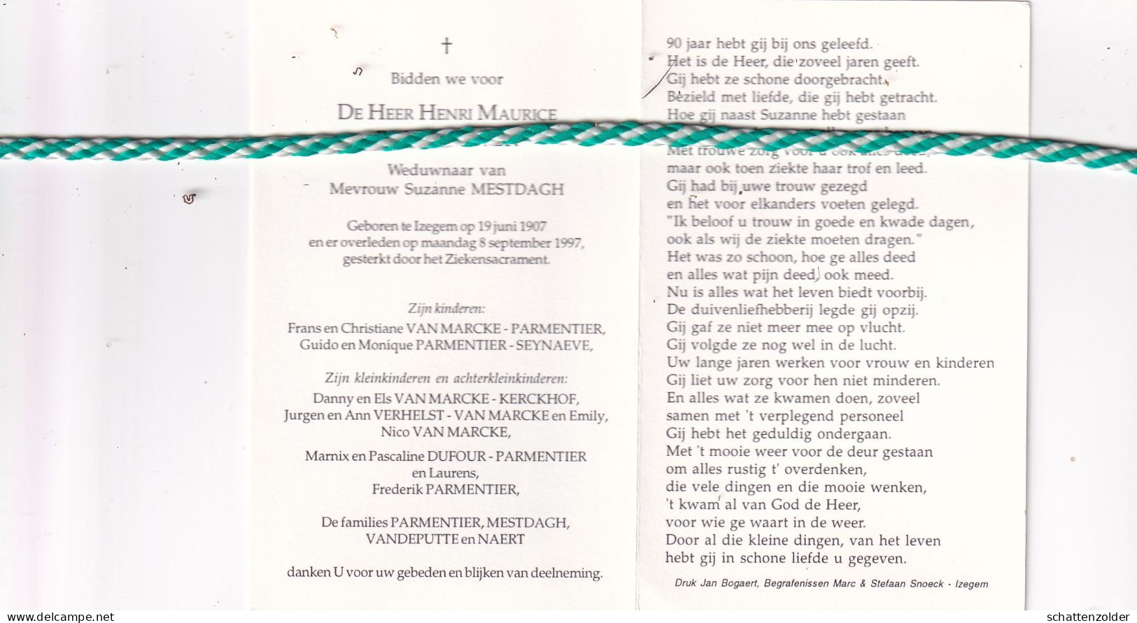 Henri Maurice Parmentier-Mestdagh, Izegem 1907, 1997. Foto - Obituary Notices