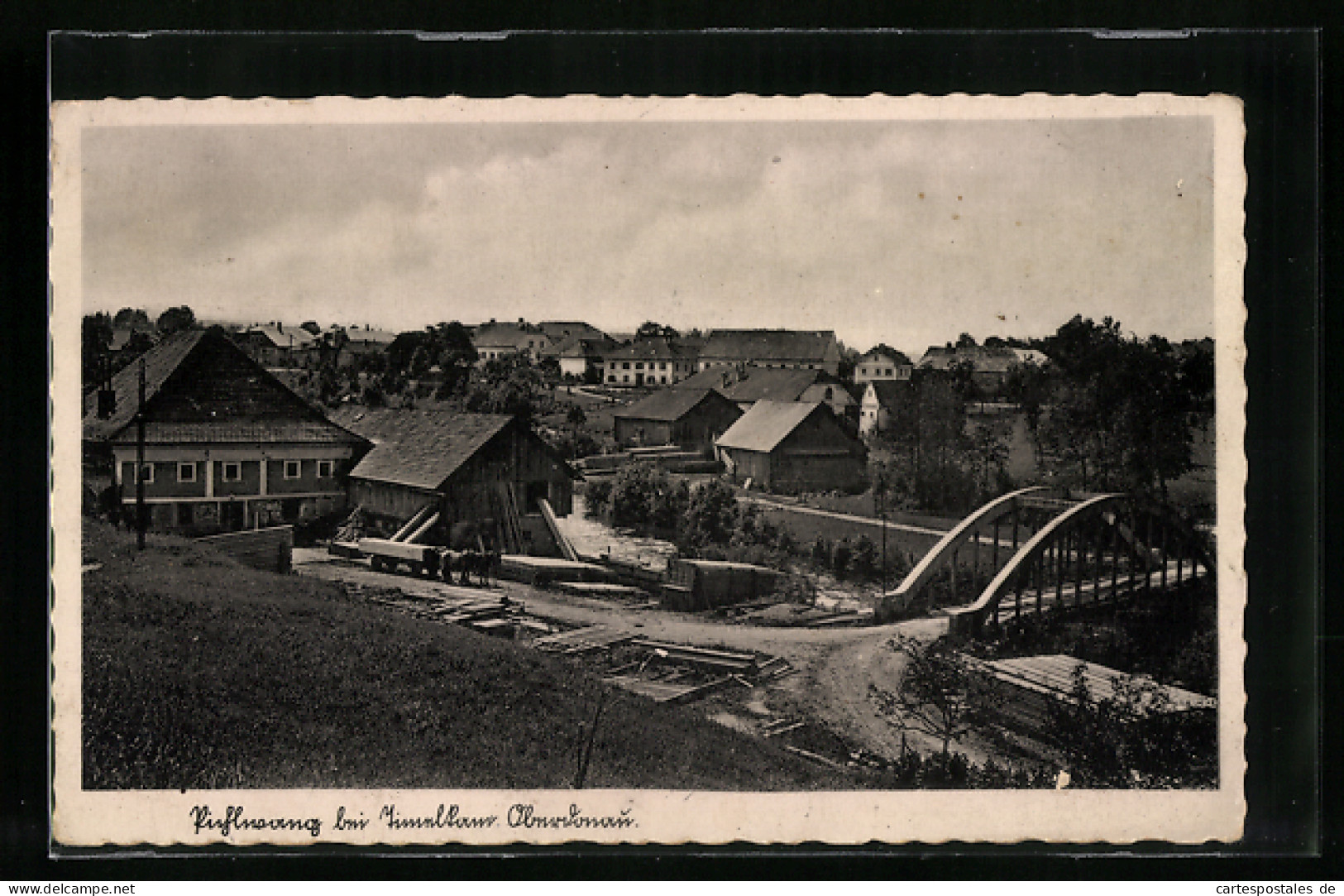 AK Langenwang, Pichlwang, Ortsansicht Mit Brücke Und Sägewerk  - Other & Unclassified