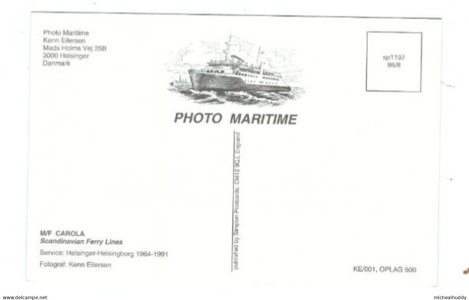 POSTCARD   SHIPPING  FERRY SCANDINAVIAN FERRY LINES MF CAROLA - Ferries