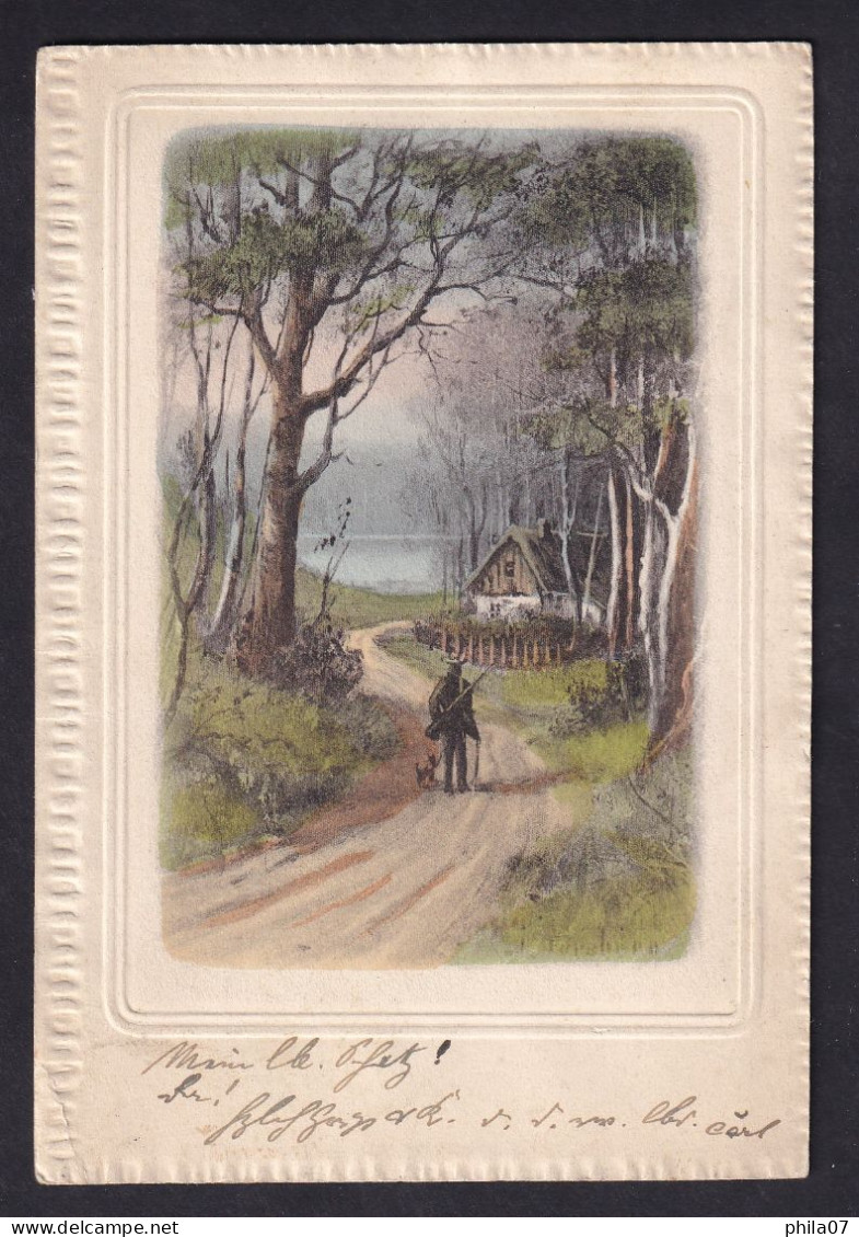 Hunter Returning Home / Year 1902 / Long Line Postcard Circulated, 2 Scans - Paintings