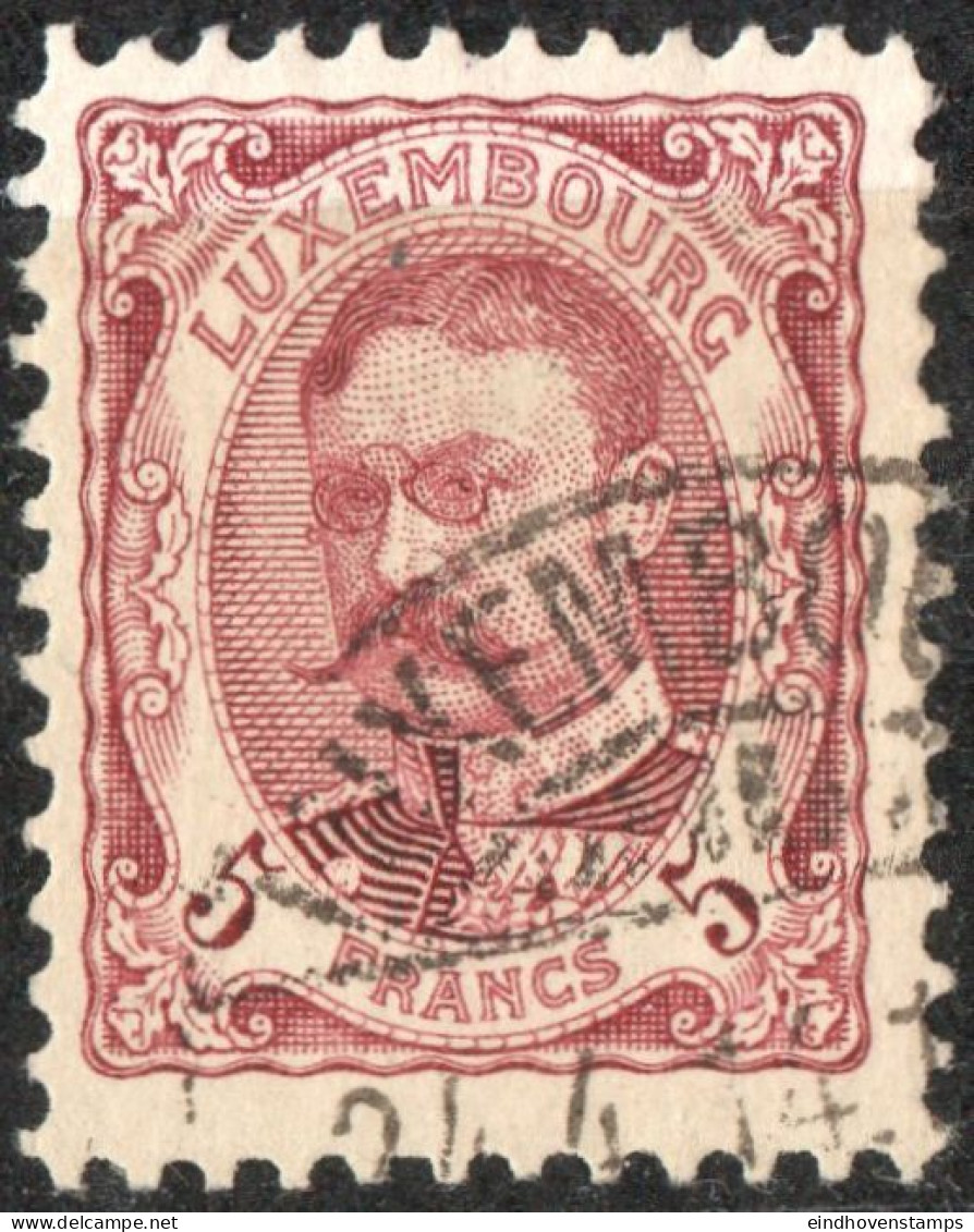 Luxemburg 1906, 5 Fr Adolf Perforated 11½ Cancelled - 1906 Wilhelm IV.