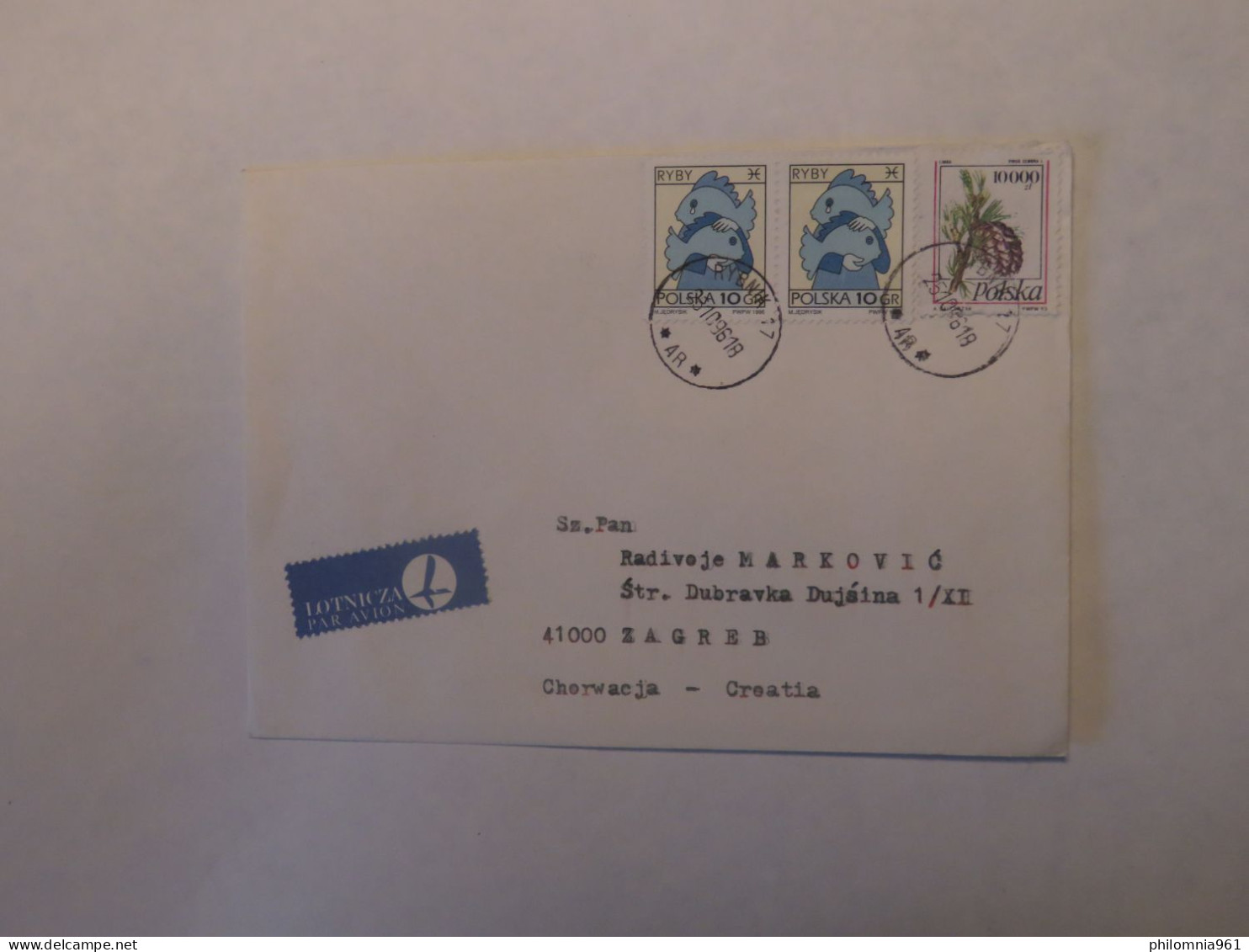 POLAND AIRMAIL  COVER TO CROATIA 1996 - Andere & Zonder Classificatie