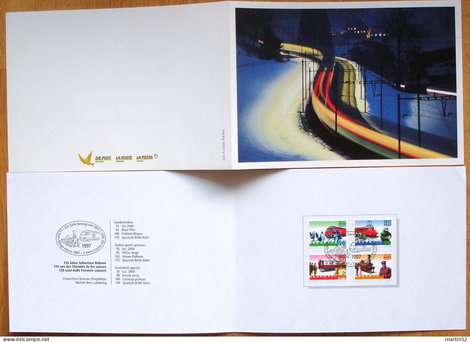 Schweiz Suisse 1997: PTT-Folder Neujahr Nouvel An New Year "Bahn Trains" Zu 909-912 Mi 1601-4 Yv 1529-32 & Sonderstempel - Trains