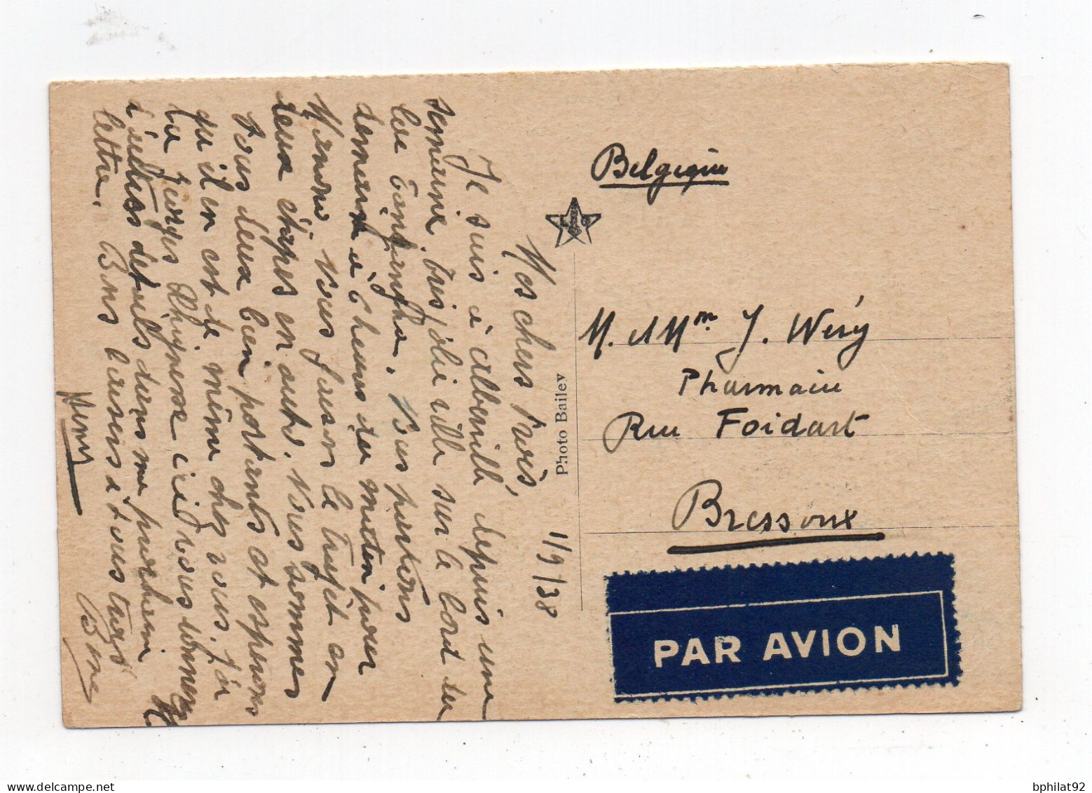 !!! CONGO BELGE, CPA PAR AVION D'ALBERTVILLE DE 1938 POUR LA BELGIQUE - Lettres & Documents