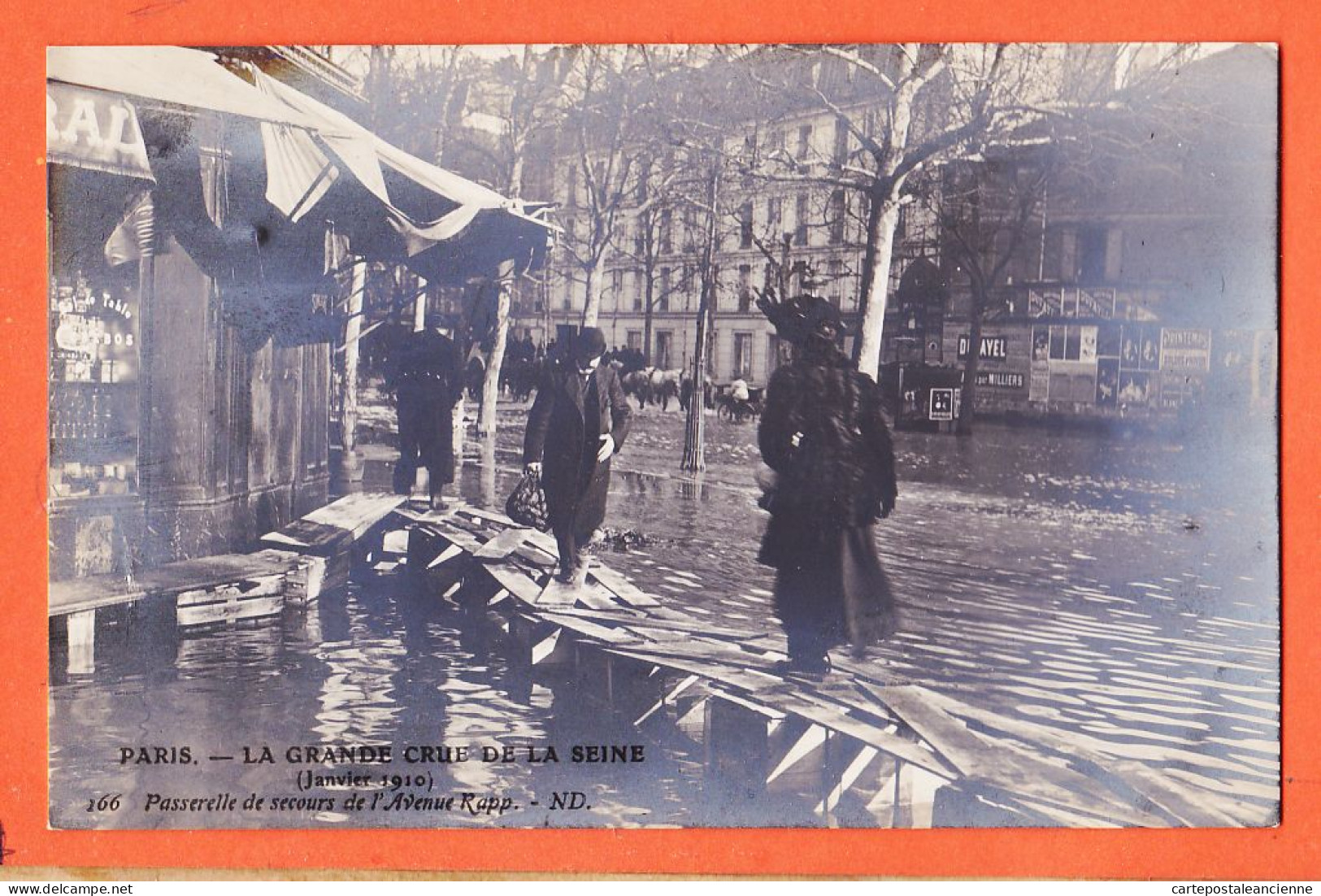 05136 / ⭐ ◉ PARIS VII ◉ Grande Crue SEINE Janvier 1910 ◉ Passerelle Secours Avenue RAPP ◉ Photo-Bromure NEURDEIN 287 - Inondations De 1910