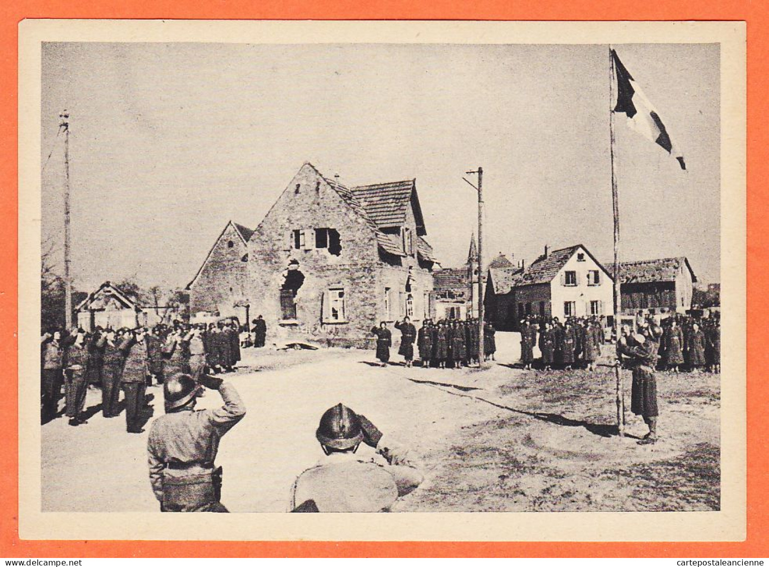 05420 ● SCHEIBENHARDT 24 Mars 1945 Premiere Ceremonie Couleurs Territoire Allemand Armée Française Guerre WW2 / BRAUN - War 1939-45