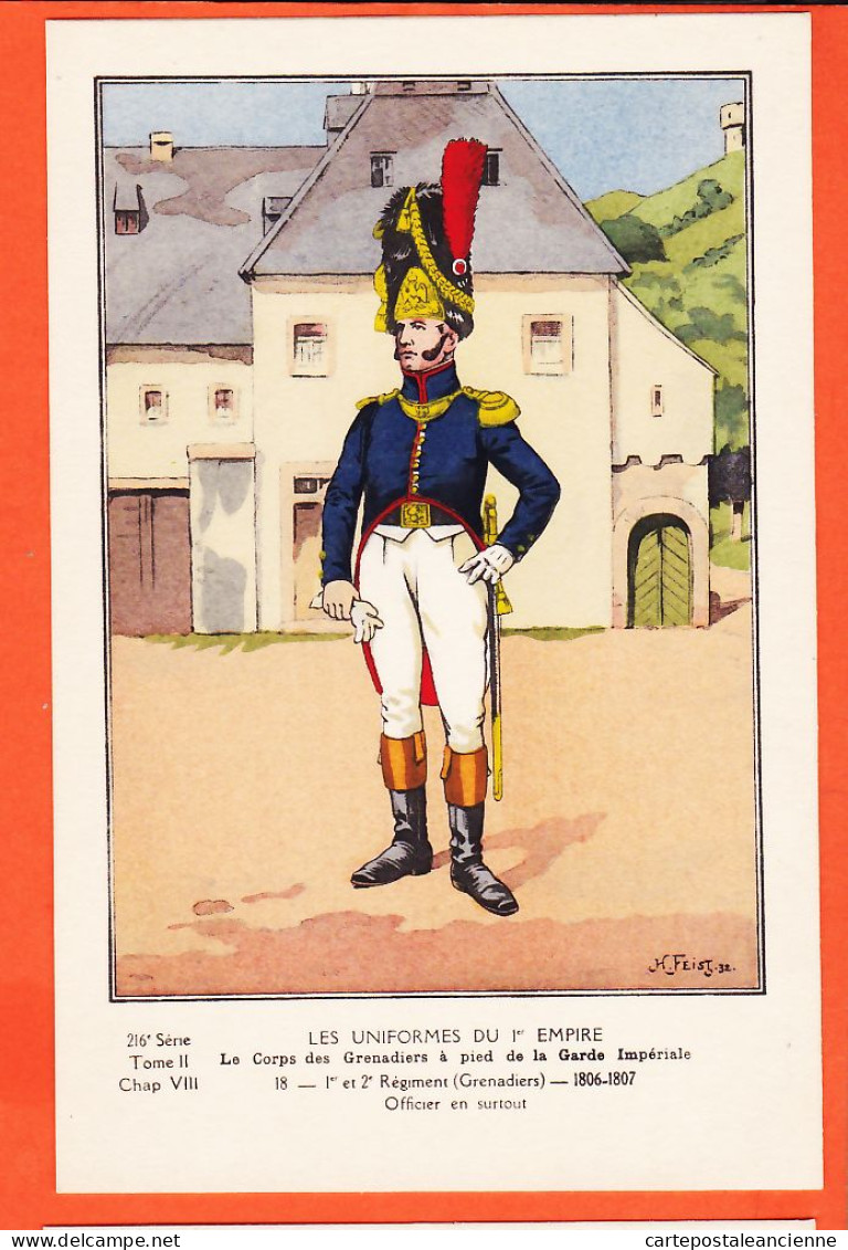 05397 / ⭐ ◉ Uniformes 1er Empire Corps Grenadiers Pied Garde Imperiale Officier Surtout 1806-07 FEIST Serie 216 Tome III - Uniforms