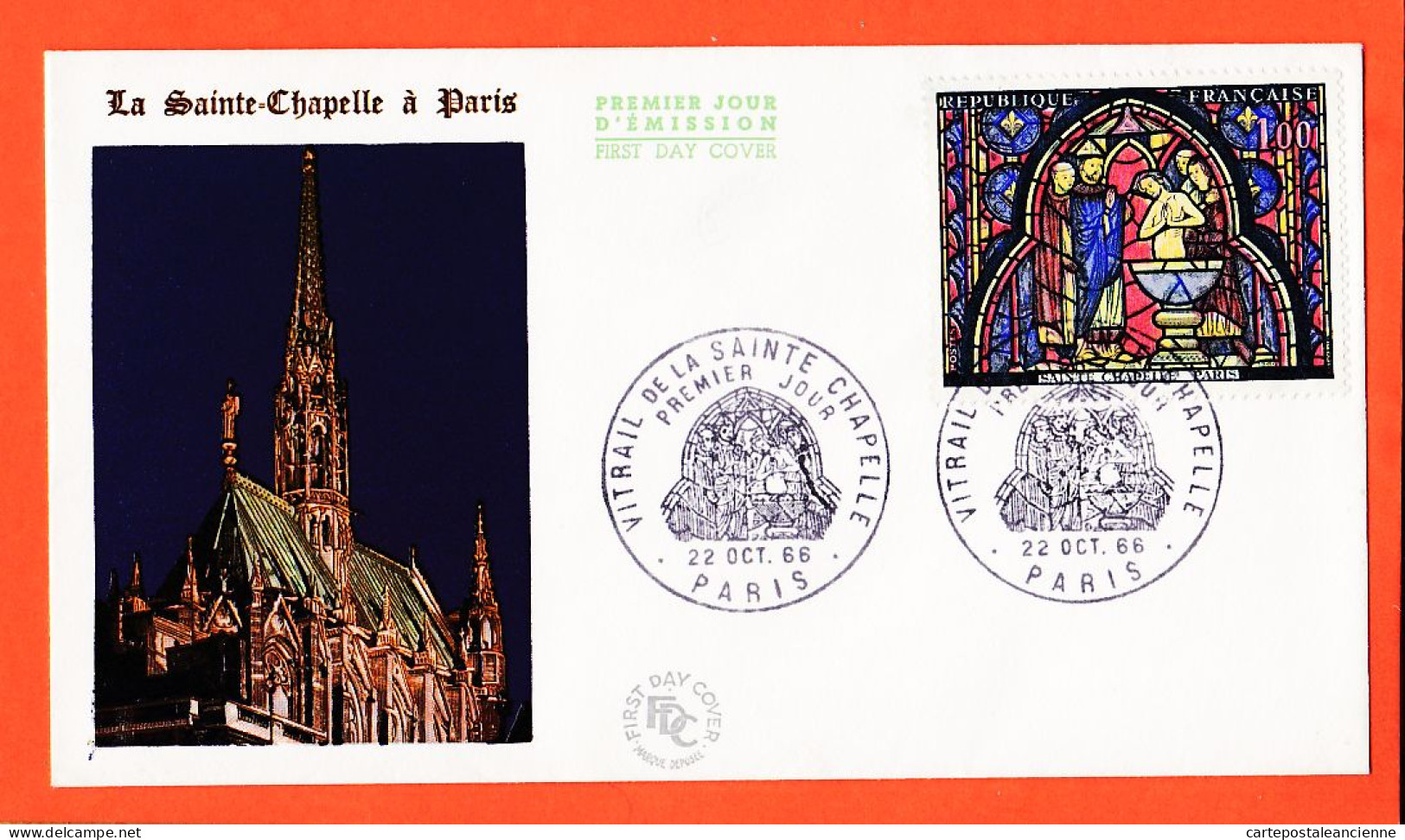 05197 ● FDC Vitrail De La SAINTE CHAPELLE Ste Premier 1er Jour Emission PARIS 22 Octobre 1966 F.D.C First Day Cover - 1960-1969