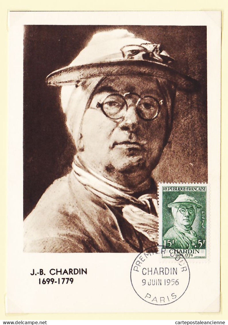 05196 / ⭐ ◉ Carte Maximum J.B CHARDIN 1699-1779 Peintre Français XVIIIe Premier 1er Jour PARIS 9 Juin 1956 Photo L.B FDC - 1950-1959
