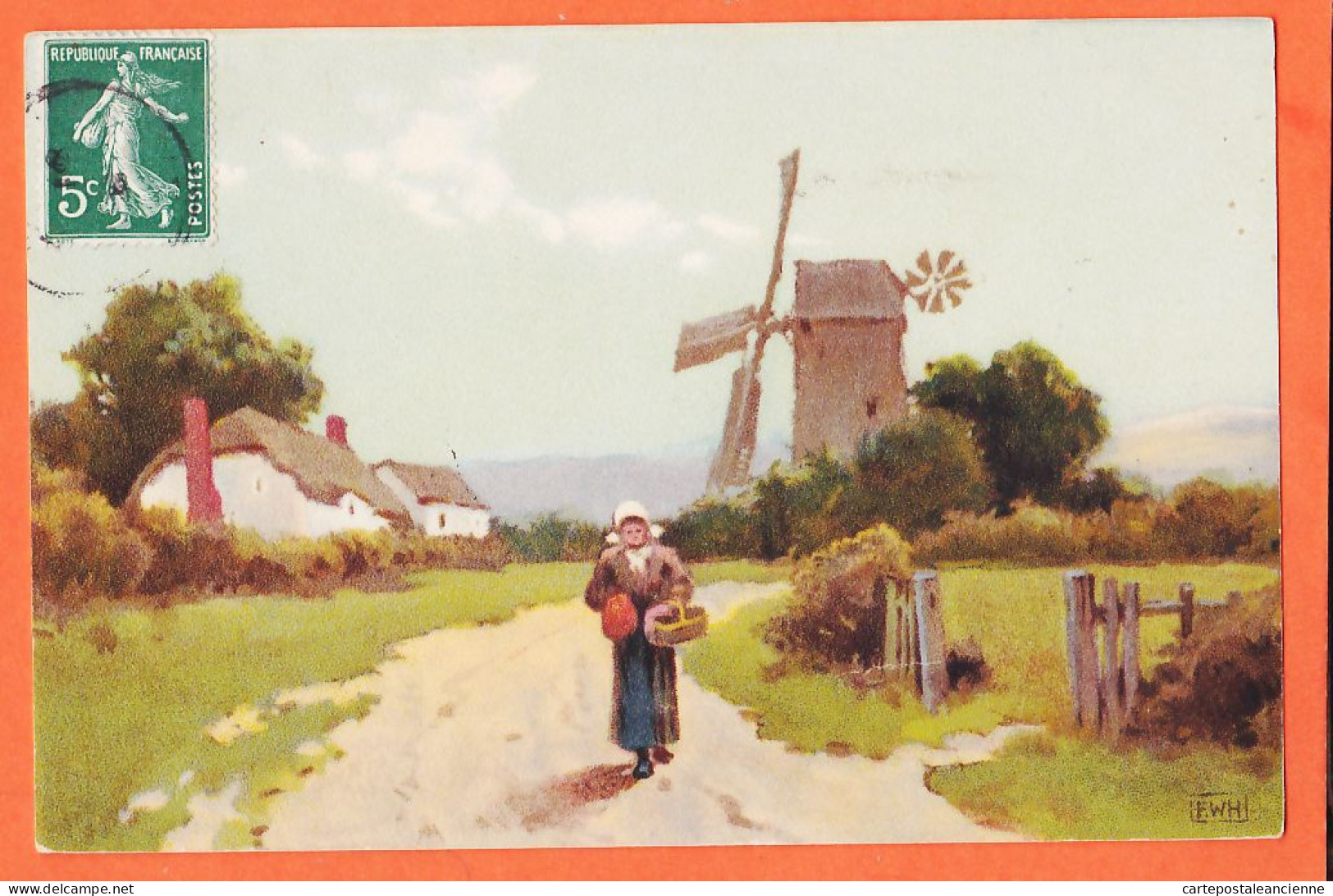 05081 ● Frederick William HULME Nederlandse Landlandschap Windmolen Moulin Vent 1908 à Berthe BERENGUIER Le Luc - Sonstige & Ohne Zuordnung