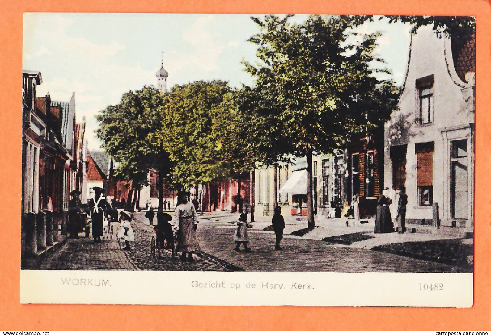 05075 ● WORKUM Friesland Gezicht Op De Herv. Kerk Dorpeling Straatbeeld 1910s NAUTA 10482 Velsen Nederland Niederlande - Workum