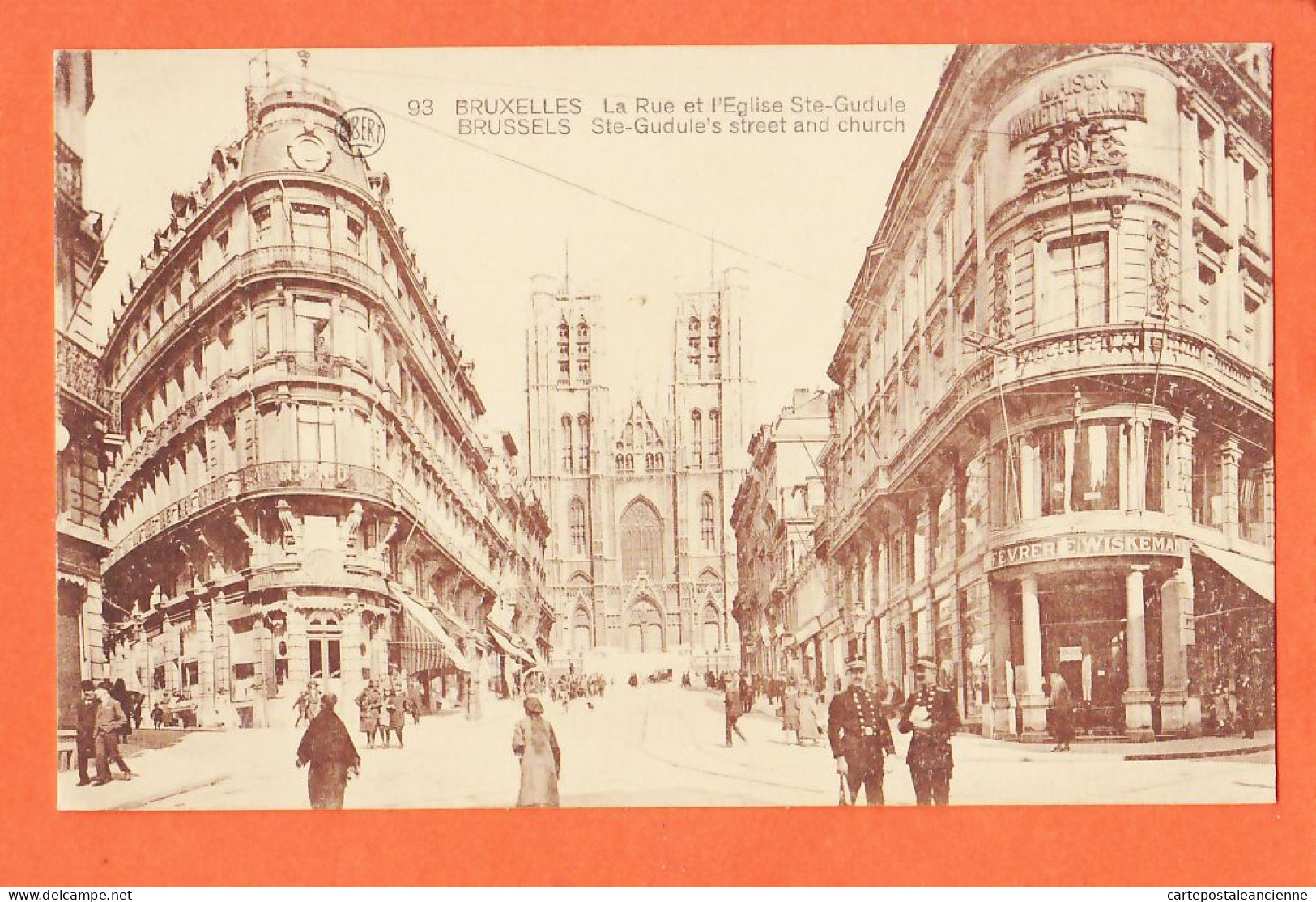 05121 ● BRUSSELS Straat Heilige Goedele Kerk BRUXELLES Rue Eglise SAINTE-GUDULE Ste Street Church 1910s Belgique Belgie - Monuments