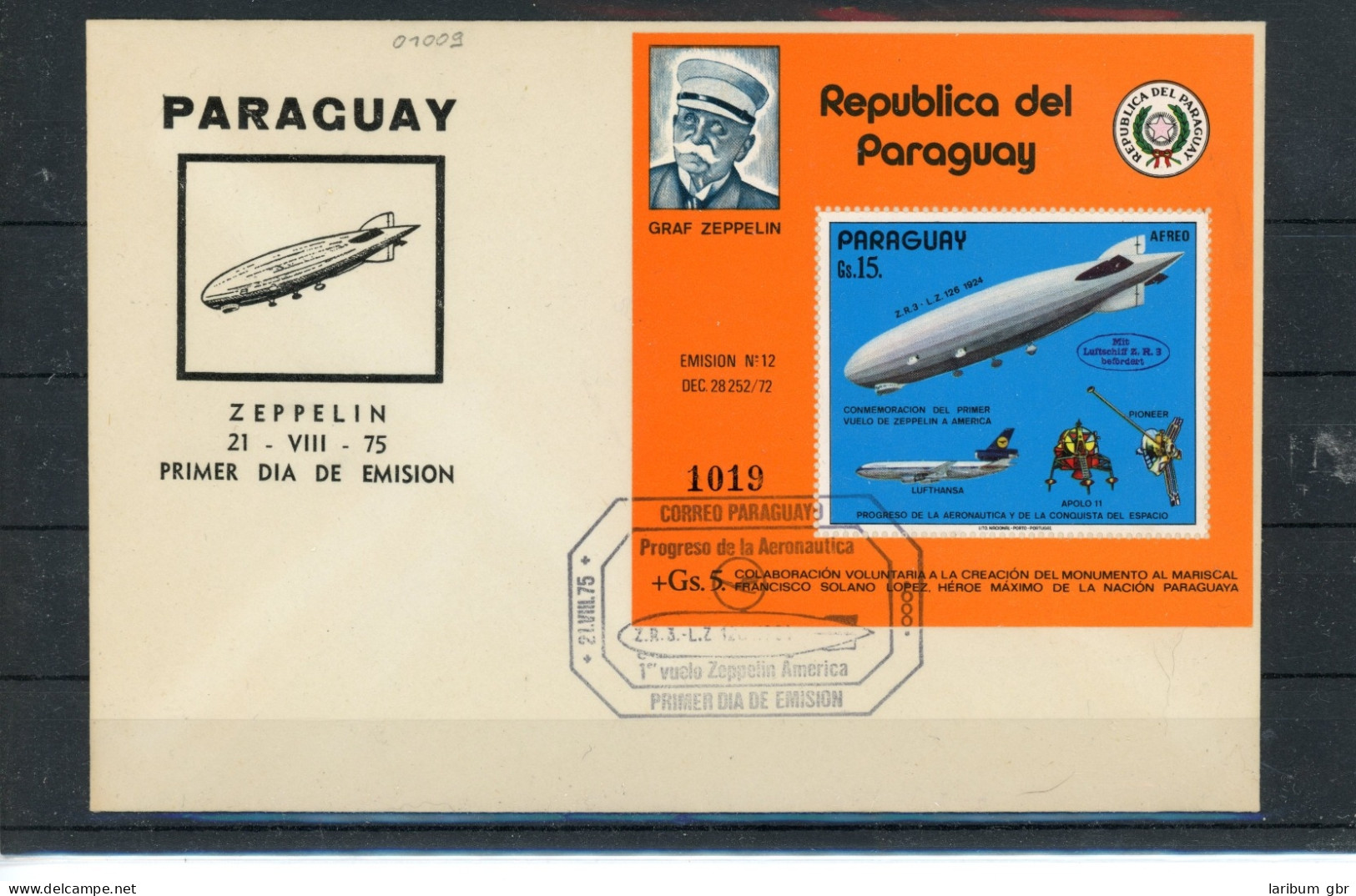 Paraguay Block 246 Zeppelin Ersttagesbrief/FDC #JL294 - Paraguay