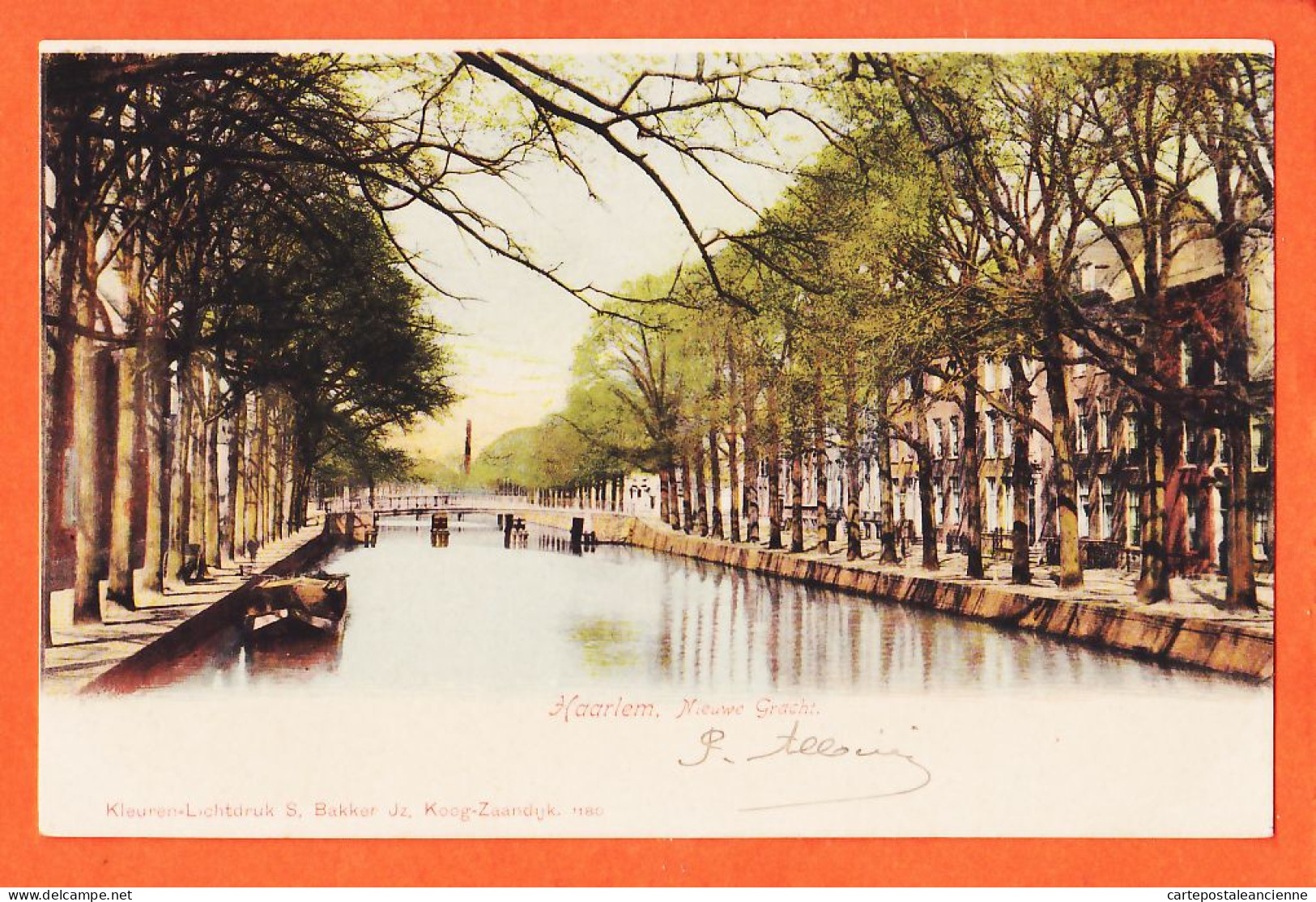 05047 ● HAARLEM Noord-Holland Nieuwe Gracht Canal 1902 à Covela ALBINI Bruxelles Kleuren-Lichtdruk BAKKER Koog-Zaandijk - Haarlem