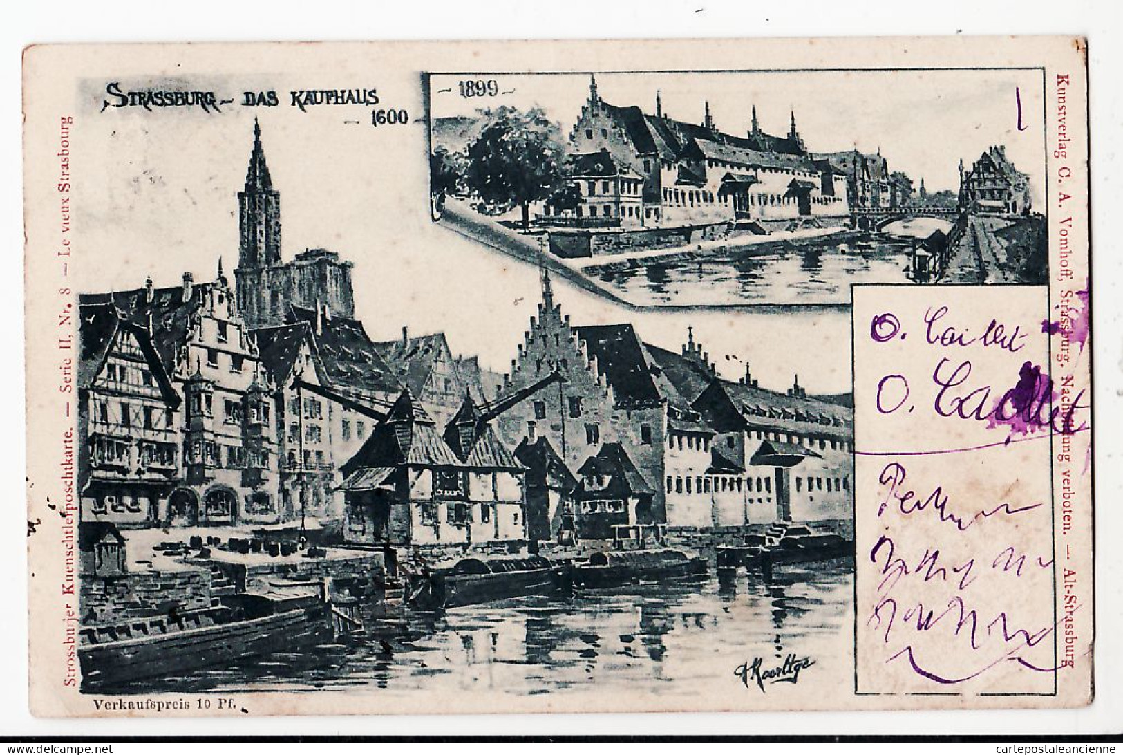 05289 ● ● STRASSBURG 1600-1899 Das KAUFHAUS Deutsches Reich Tampon Tour Cathedrale 1908-Raymond PERARD Giry-Argonne - Strasbourg