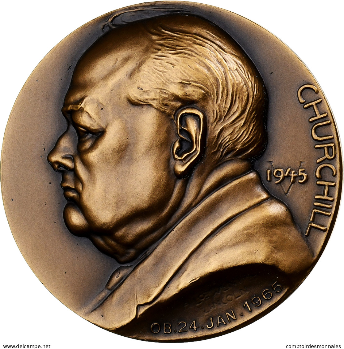 France, Médaille, Winston Churchill, 1965, Bronze, Loewental, SPL - Sonstige & Ohne Zuordnung