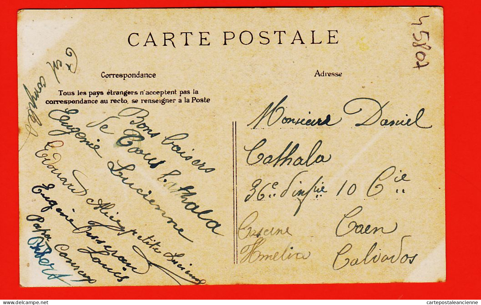 05158 / ⭐ (•◡•) ◉ Marchand De LAPINS Metier Campagne 1915s à Daniel CATHALA 36e R.I Caserne Hamelin Caen ELD LE DELEY - Street Merchants