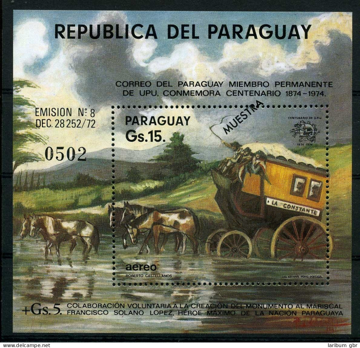 Paraguay Block 229 Postfrisch Kutschen #IM451 - Paraguay