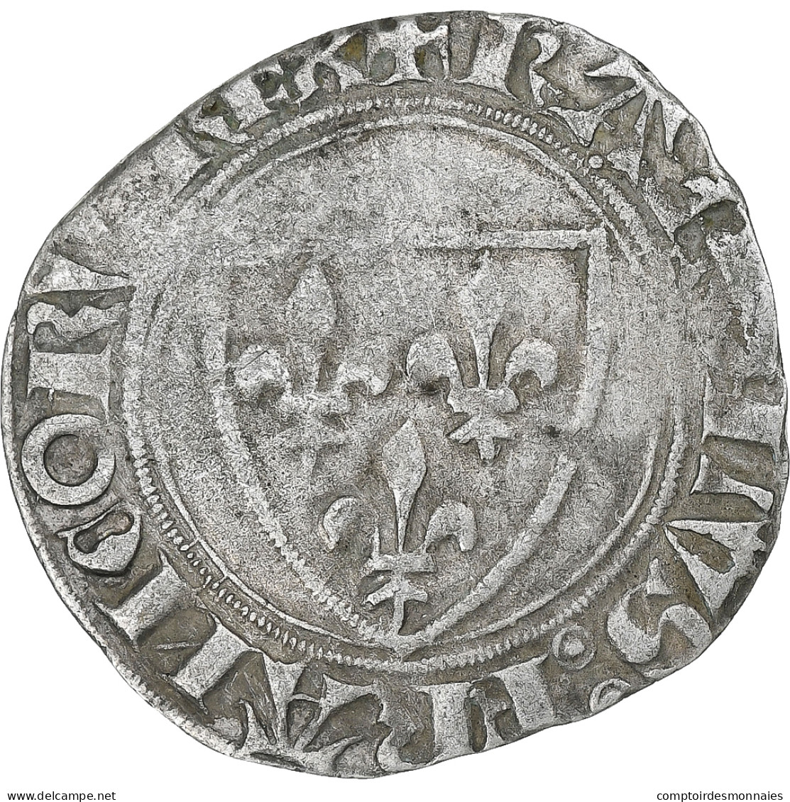 France, Charles VI, Blanc Guénar, 1380-1422, Romans, Billon, TB+, Duplessy:377A - 1380-1422 Charles VI Le Fol