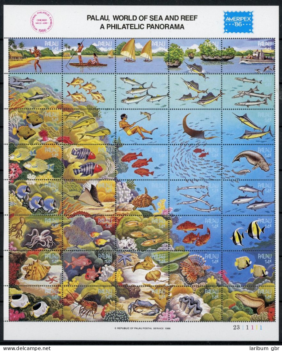 Palau Inseln ZD Bogen Mit 106-45 Postfrisch Fische #JE643 - Palau