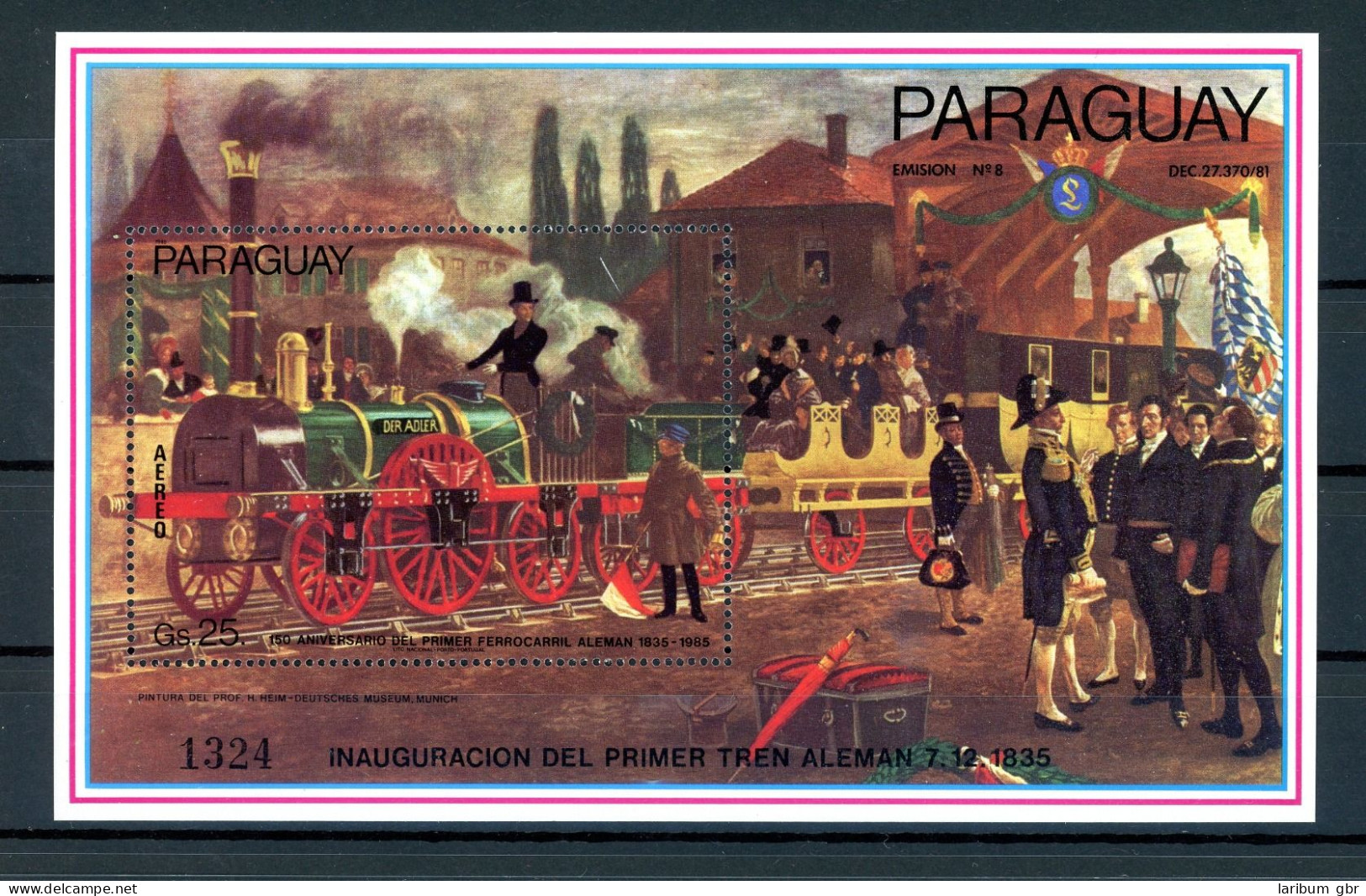 Paraguay Block 419 Postfrisch Eisenbahn #IX266 - Paraguay