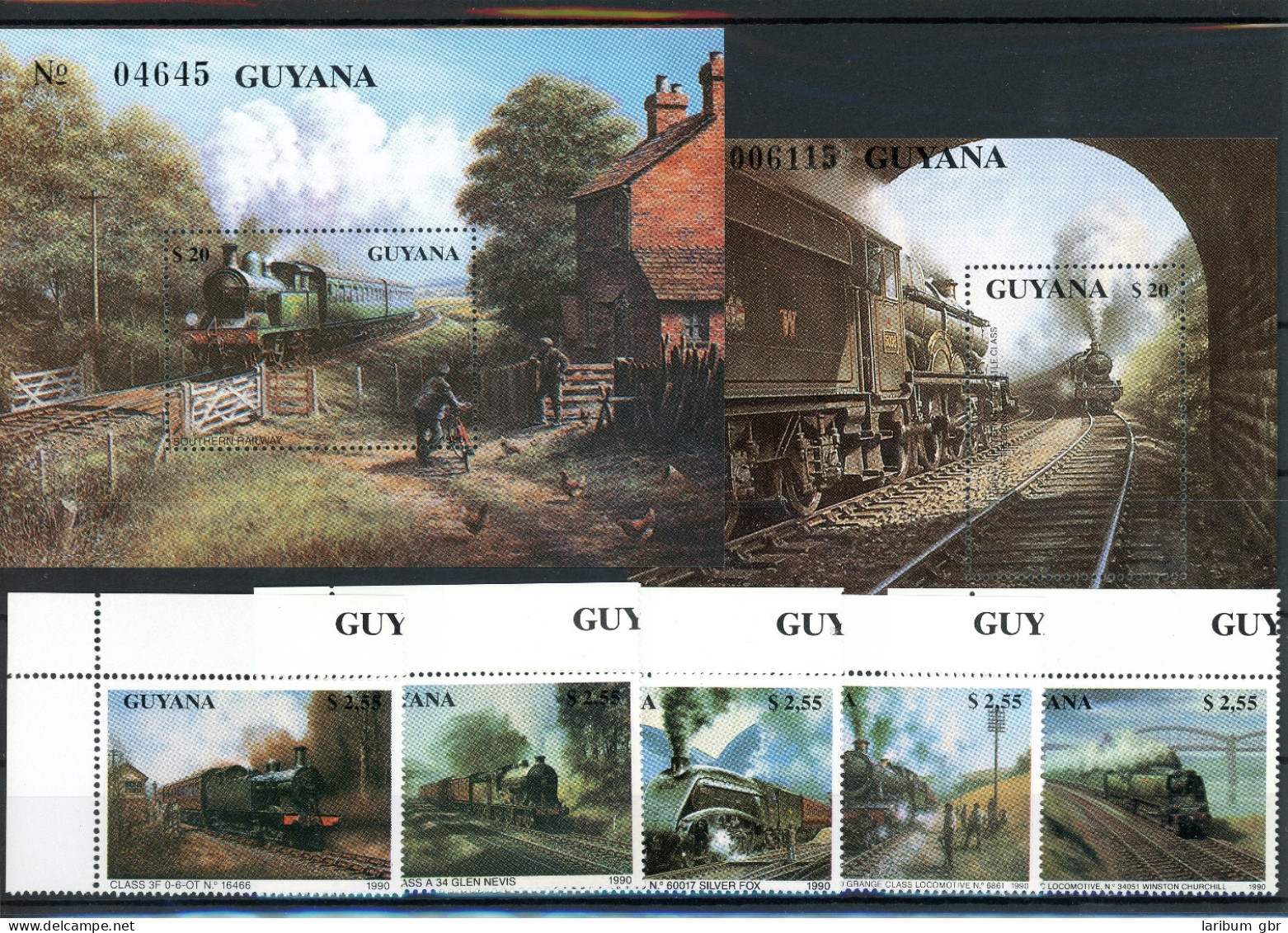 Guyana 3170-3174, Block 92-93 Postfrisch Eisenbahn #IV464 - Guyana (1966-...)